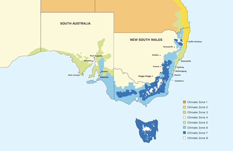 Climate Zones in NSW and SA